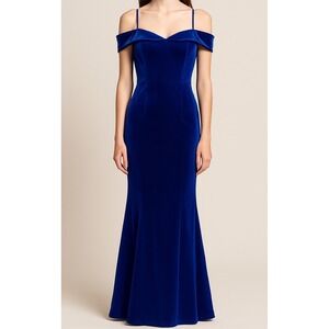 Y2K Sequin Hearts Blue Velvet Maxi Dress 3 Formal‎ Prom Old Money Holiday Jewel